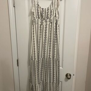 Promesa Black and White Striped Maxi Dress